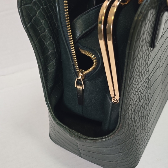 Dune London Dark Green Croc-Embossed Purse And Pouch - Picture 8 of 8